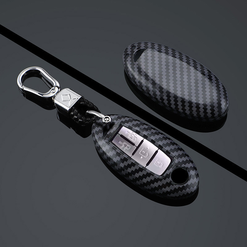 คาร์บอนไฟเบอร์กุญแจรถฝาครอบรีโมท Fob สําหรับ Nissan Serena C28 C27 พวงกุญแจอุปกรณ์เสริม