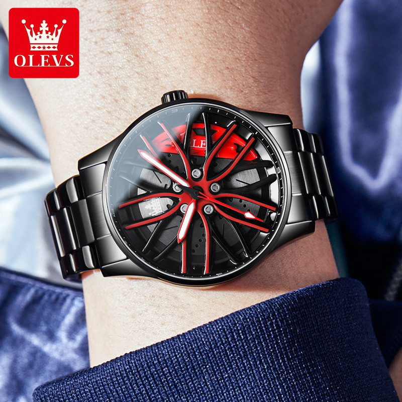 Olevs OLEVS Watch with rotating wheel hub, quartz watch, trendy, fashionable, waterproof, men's watc