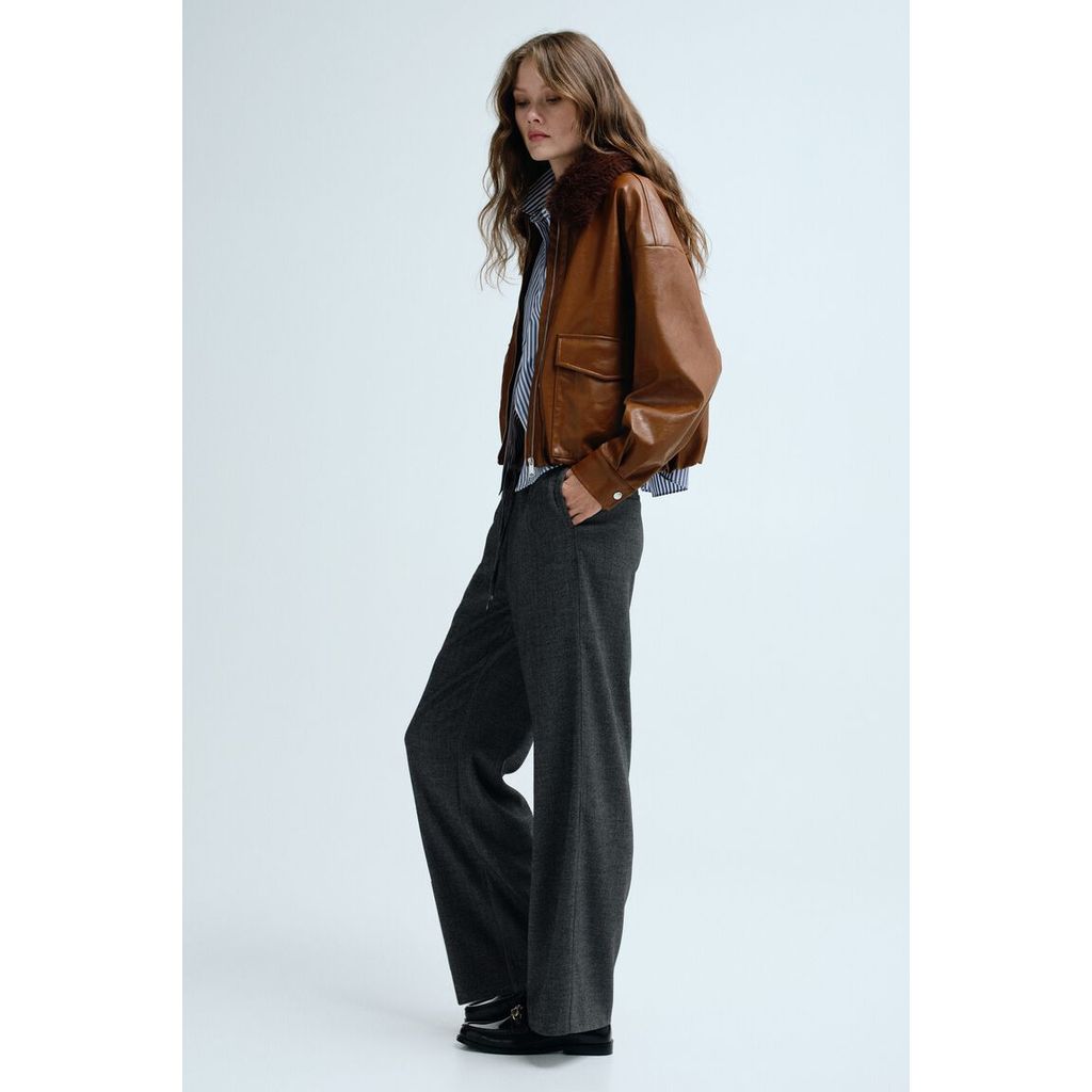 H&M(เอชแอนด์เอ็ม) กางเกงทรงตรงพร้อมเชือกผูกเอว Women Drawstring trousers 1310816_2