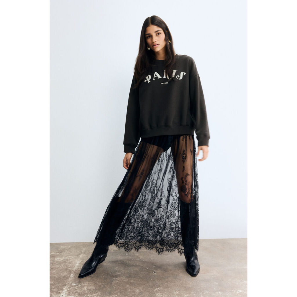 H&M(เอชแอนด์เอ็ม) เสื้อสเวตเตอร์ดีไซน์ลายโมทีฟ Women Motif-detail sweatshirt 1314581_1