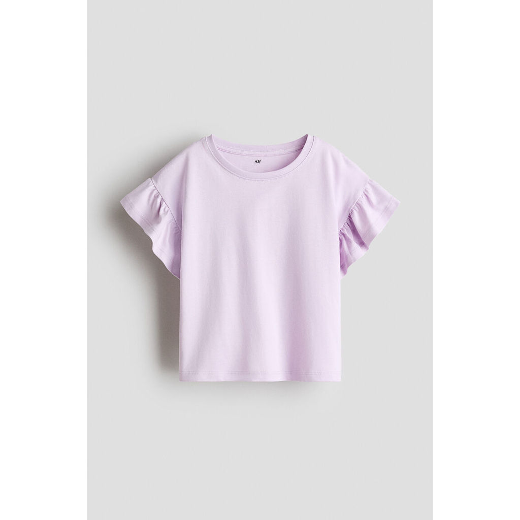 H&M(เอชแอนด์เอ็ม) เสื้อคอตตอนแขนระบาย Girls Flutter-sleeve cotton top 1315237_2
