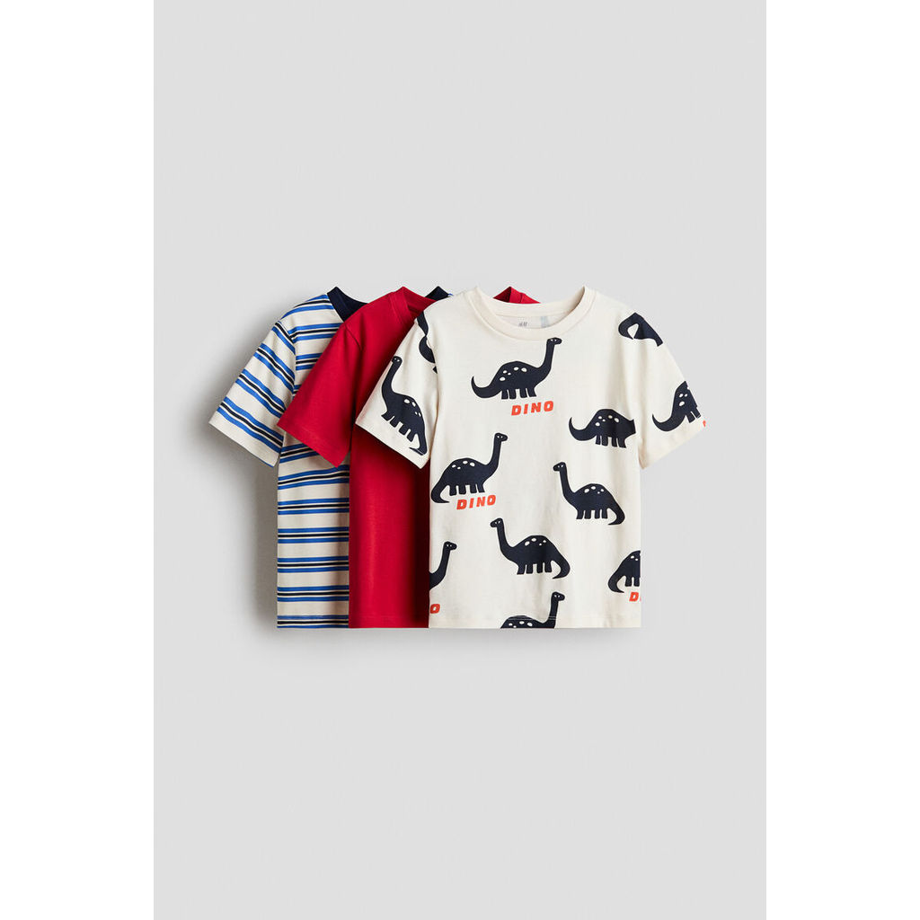 H&M(เอชแอนด์เอ็ม) ชุดเสื้อยืดคอตตอน 3 ตัว Boys 3-pack cotton T-shirts 1318941_3