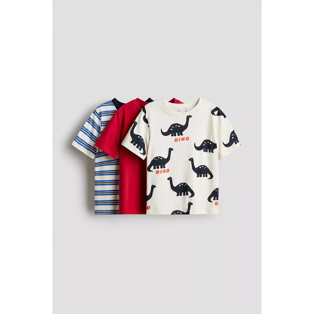 H&M(เอชแอนด์เอ็ม) ชุดเสื้อยืดคอตตอน 3 ตัว Boys 3-pack cotton T-shirts 1318941_3