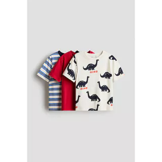 H&M(เอชแอนด์เอ็ม) ชุดเสื้อยืดคอตตอน 3 ตัว Boys 3-pack cotton T-shirts 1318941_3