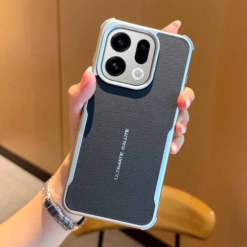 สําหรับ OPPO Find X9 Pro, X9 กรณี ELVEV หนัง PU PC กรอบ Anti-slip ดูดฝาครอบโทรศัพท์