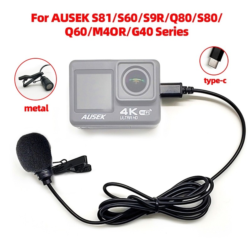 Ausek Microphone อุปกรณ์เสริมไมโครโฟนภายนอก TypeC สำหรับ AUSEK S81/S60/S80/Q60/M40R/G40/Q37CR/Q44CR/