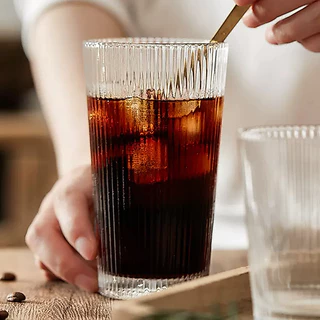แถบแนวตั้งโปร่งใสแก้วน้ําขอบทองแก้วเบียร์ในครัวเรือน310ml/320ml