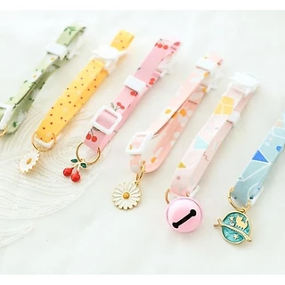 (A02-1)(พร้อมส่งจากไทย!!) ปลอกคอนิรภัยสีสวยพร้อมจี้ลายน่ารัก สีสวยละมุนมาก สำหรับแมว-สุนัข ราคาถูก