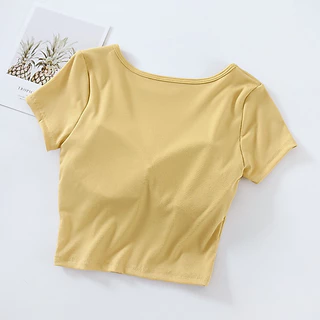 พร้อมส่งในไทย 🇹🇭 เสื้อคอเหลี่ยมมีฟองน้ำในตัว มีบราในตัว