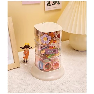 กล่องเก็บของแบบโรตารี่ DIY เครื่องสำอางไข่ความงาม การ์ดผมอุปกรณ์เสริมผมเชือกผูกผมกล่องป้องกันฝุ่น