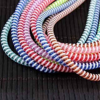 Ready Cable 140cm/55inches Candy Color Spiral Earphone Cord Protector Charging Cable Protector Charger Cord Protective