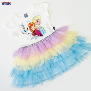Disney ชุดเดรสกระโปรงเด็กผู้หญิง ลายเจ้าหญิงโฟรเซ่น เอลซ่า แอนนา ผ้าCotton 100% สินค้าลิขสิทธิ์แท้ Characters Studio