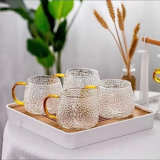 CoupleCoffee แก้วน้ำ มีหูจับ สไตล์ญี่ปุ่น ขนาด 400 มล. ทนความร้อน