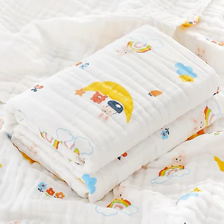 ผ้าห่ม ห่อตัว Cottonทอหนา6 ชั้นนุ่มละมุน 110x110cm (ชค ใหญ่)