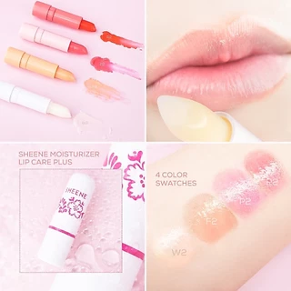 (12แท่ง/กล่อง) SHEENE Moisturizer Lip Care Plus ชีเน่ มอยเจอร์ไรเซอร์ ลิป แคร์ พลัส ลิปมัน กล่องชมพู