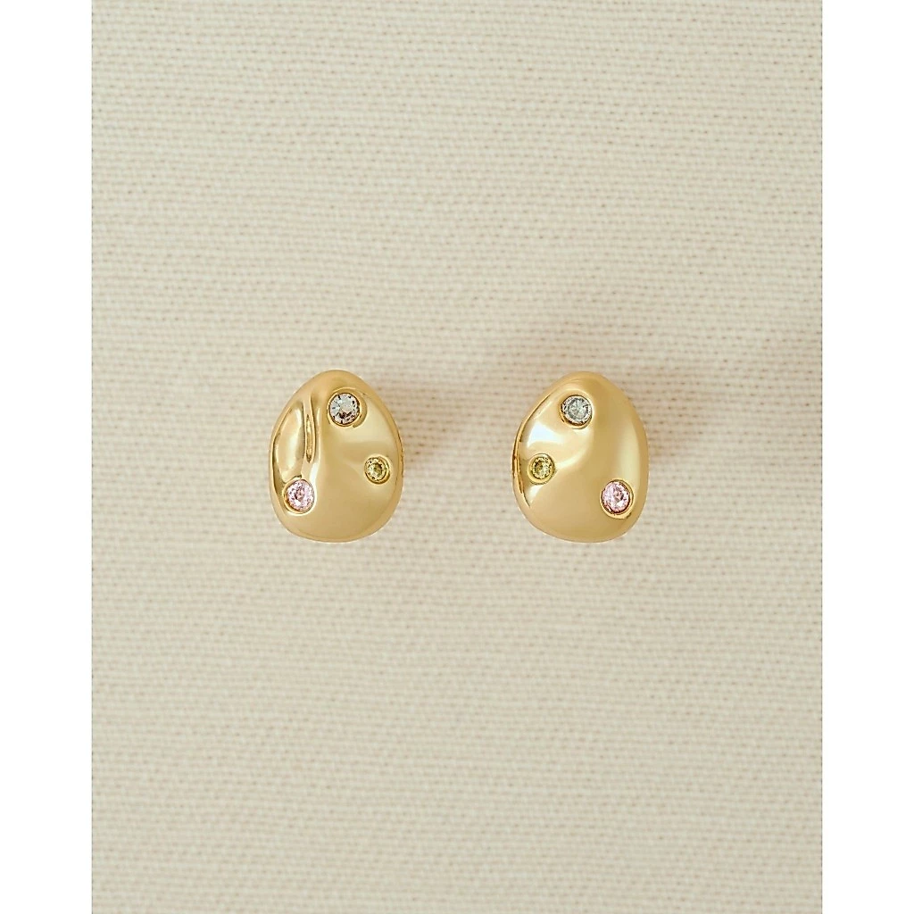 YVIS Coaster Brass Stud Earrings - FUNDAMENTAL Mitr X YVIS