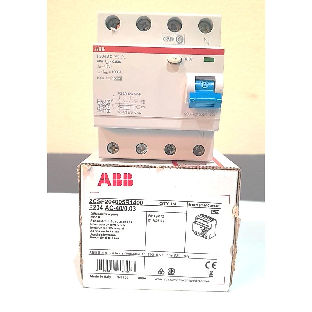 เบรกเกอร์กันดูด RCCB ABB FH204 AC-40/0.03 4P 40A