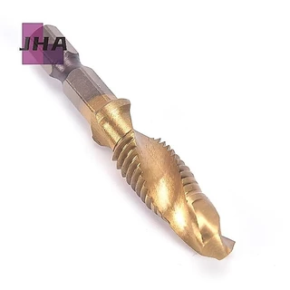 [JHA] M3-m10 Hex Shank Titanium Plated HSS Hand Screw Thread Metric Tap Drill Bits ใหม่