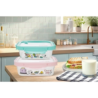 Pyrex ชุดกล่องถนอมอาหารพร้อมฝา 2 ขนาด Snoopy Brunch 2 ชิ้น/P-PX-RT640/1050-SPBR