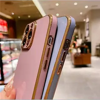 เคส TPU ขอบทอง สำหรับ iPhone 6 7 8 11 Pro max 12 12Pro max 13 13Promax 14Pro max 15Pro max สีสวย เรียบหรู ดูดี