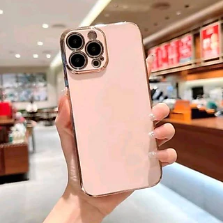 เคส TPU ขอบทอง สำหรับ iPhone 6 7 8 11 Pro max 12 12Pro max 13 13Promax 14Pro max 15Pro max สีสวย เรียบหรู ดูดี