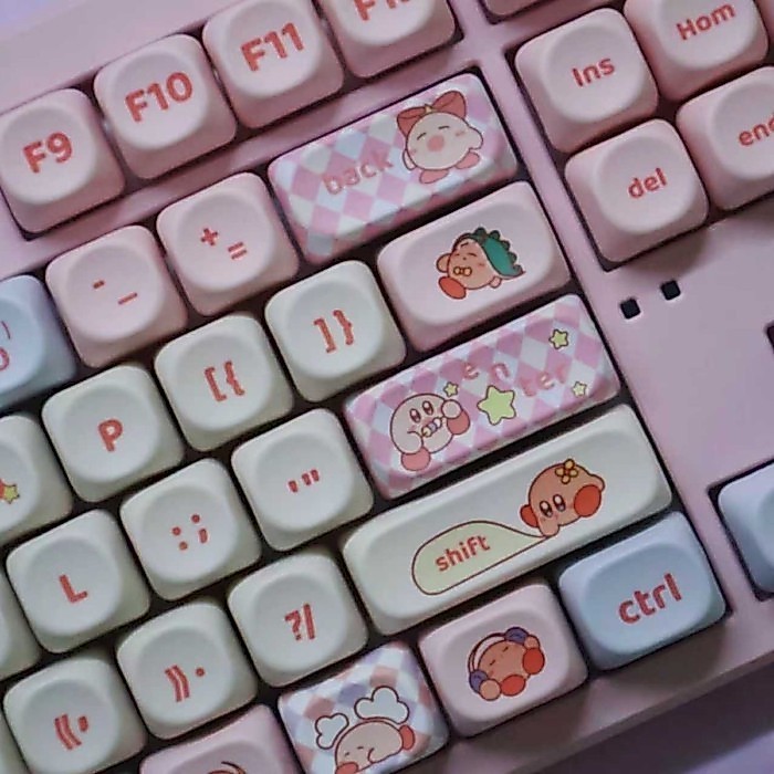 Kirby 2 Sublimation Keycap MOA ความสูง PBT ปรับคีย์บอร์ดน่ารักปรับให้เข้ากับ Wolf Spider VGN