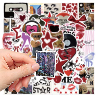 💥พร้อมส่ง💥Downtown Y2K Girls INS sticker สติกเกอร์กันน้ำรูปแบบที่แตกต่างกัน 50ชิ้น
