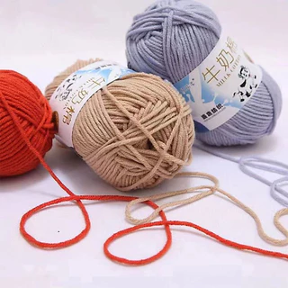 ไหมพรมคอตตอนนม น้ำหนัก50กรัม 93สี ไหมพรม 5ply milk cotton yarn เนื้อนุ่ม พร้อมส่งจากไทย