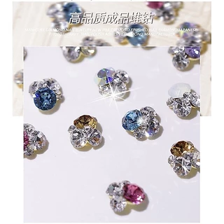 Nail Art Rhinestone สติ๊กเกอร์ติดเล็บตกแต่งคริสตัลเพชร DIY เครื่องประดับแก้วเงา 10 ชิ้น