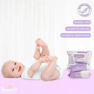 6แพ็ค Poomsoft ทิชชู่เปียก Baby Wipes 600pcs ผ้าเช็ดทำความสะอาดดอกมะลิ ผ้าเช็ดทำความสะอาดลาเวนเดอร์