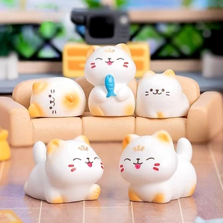 สร้างสรรค์น่ารักตุ๊กตาแมวสก์ท็อปภูมิทัศน์ตกแต่งมอสไมโครภูมิทัศน์ตกแต่งสวนทําเองฉ่ําบอนไซอุปกรณ์งานฝีมือเรซิน
