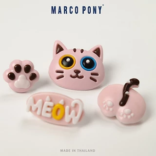 Marco Pony รุ่น MH9039B รองเท้าเด็กหัวโต ลายการ์ตูนแมวน่ารัก ตกแต่ง 3D สีพาสเทลสดใส วัสดุ EVA พื้นนุ่ม เดินสนุก ไม่ลื่น