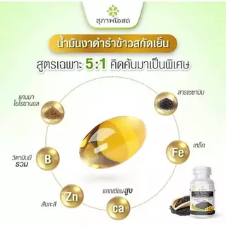 ( 1 กระปุก 250 แคปซูล ) สุภาพโอสถ น้ำมันงาดำรำข้าว Black Sesame Rice Bran Oil