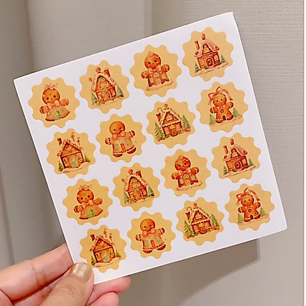 คริสต์มาส Vintage Gingerbread Candy House Deco สติกเกอร์ 64 ชิ้น/เซ็ต