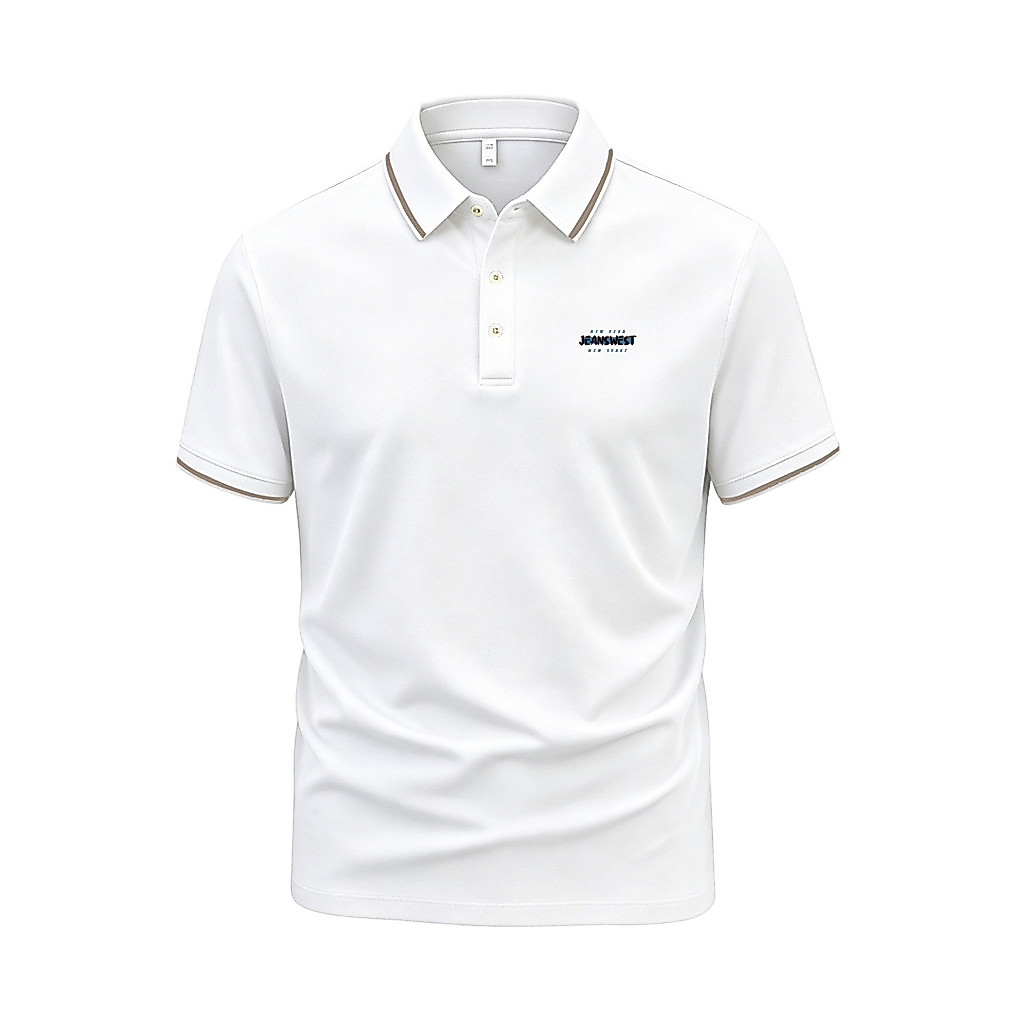Dd 2321-QW5 เสื้อโปโล ซักแล้วไม่ต้องรีด เส้นสีทอง ผ้านุ่ม ระบายอากาศดี ใส่ได้ทั้งชายและหญิง