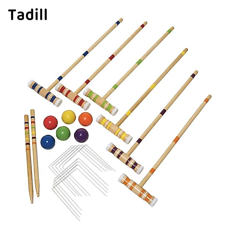 Tadill Croquet Set สำหรับ 6 คน พร้อมคลับ 6 อัน เกมกลางแจ้งสนุกสำหรับครอบครัวและวัยรุ่น — صورة 7