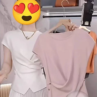 เสื้อผู้หญิงแขนสั้นคอกลมfsize no;116ดีไซน์สวยน่ารักมีกระดุมข้างใส่ได้สองสไตล์มาใหม่มีหลายสีค่ะ