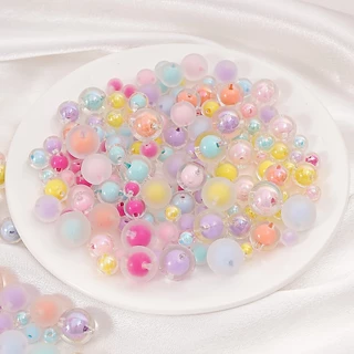 8-16มิลลิเมตรสีชุบแซนวิชรอบลูกปัดโปร่งใสที่มีสีสันรอบลูกปัด ทําเอง อุปกรณ์ที่ทําด้วยมือ
