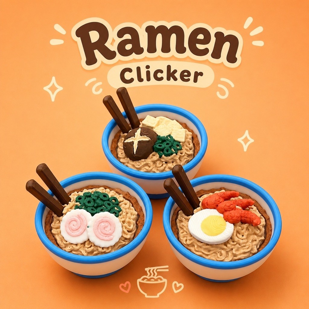 Ramen Clicker | พวงกุญแจราเมงจิ๋ว Clicker ของเล่นกดคลิก งาน 3D Print น่ารัก