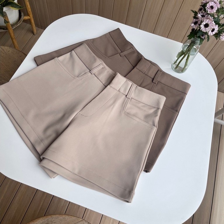 Polar.bkk || รุ่น Jennie shorts กางเกงขาสั้น กางเกงขาสั้นโรเชฟ ดีเทลกระเป๋าเหลี่ยม กางเกงขาสั้นสีน้ำ