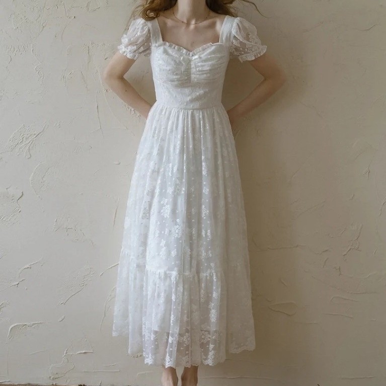 Like New!! ส่งต่อเดรส Dress สีขาว งานปัก มีซับใน (Size L) จาก Brand Jariya ทรงหรู ออกงานได้