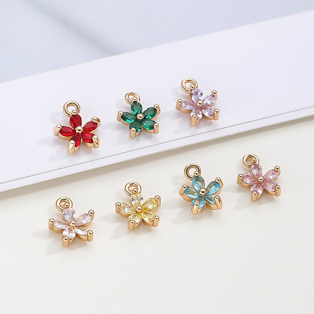 St.kunkka 2ชิ้น จี้ดอกไม้ทองแดงถนอมสี ประดับเพชร CZ สำหรับทำต่างหู DIY สร้อยคอ อะไหล่เครื่องประดับเกรดพรีเมียม — صورة 8