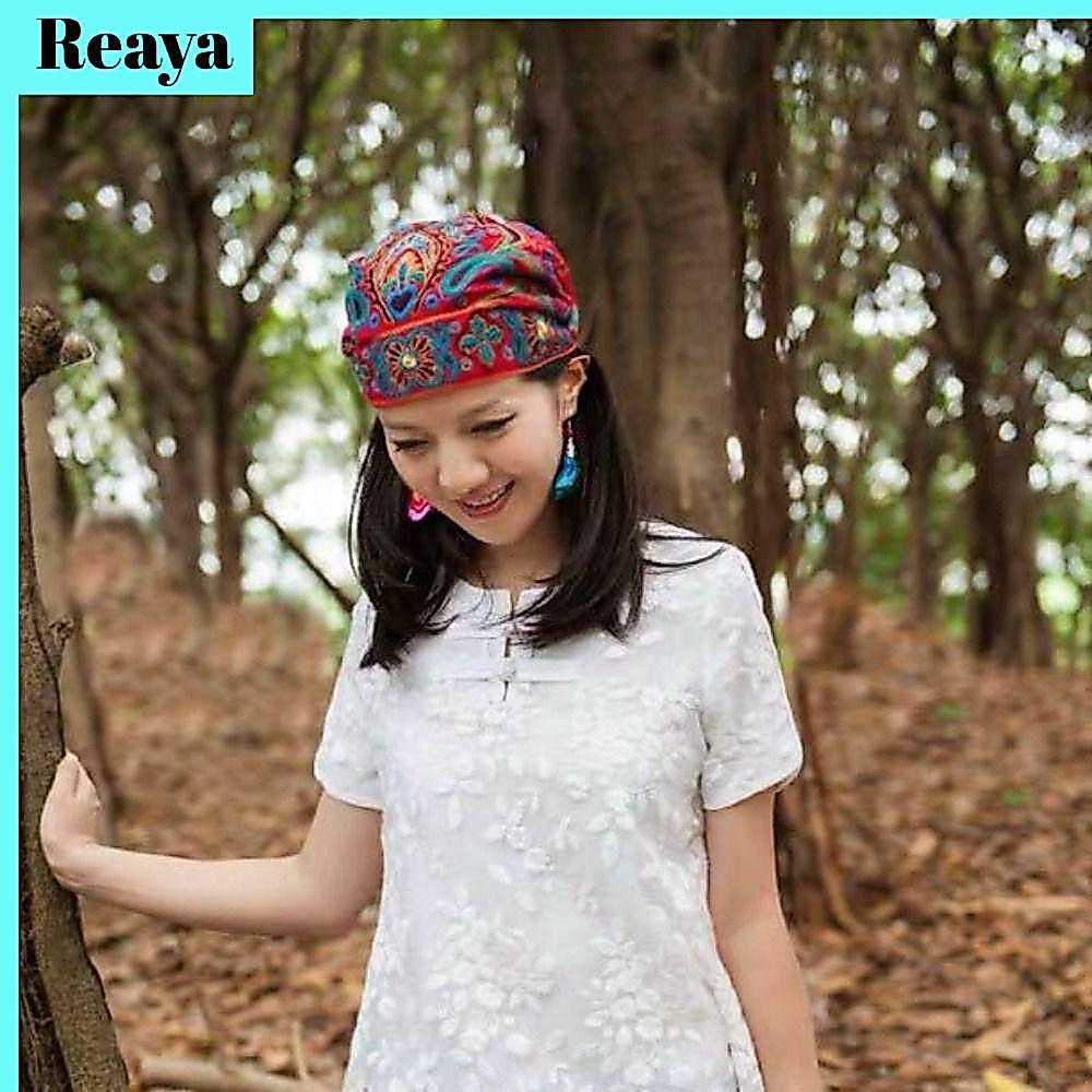 REAYA ดอกไม้ Bandanas, หมวกผ้าโพกหัวปักวินเทจ, แฟชั่นระบายอากาศสไตล์เม็กซิกันชาติพันธุ์หมวกคลุมผมสําหรับผู้หญิง
