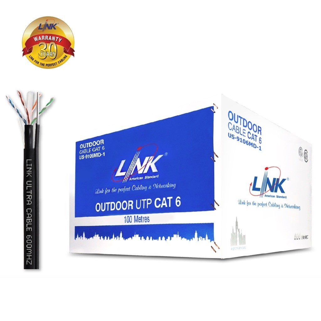 Link US-9106MD สายแลน Cat6 มีสลิง 305เมตร (ภายนอก)