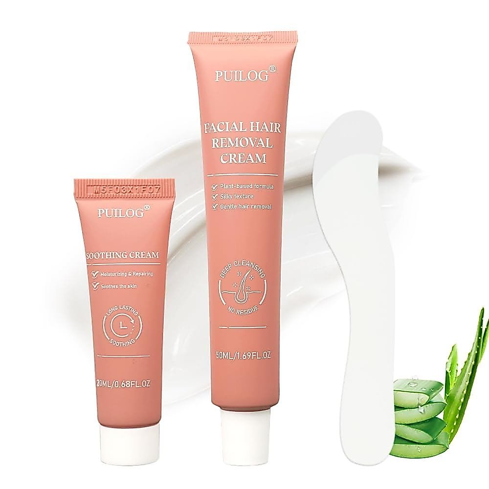 กําจัดขนบนใบหน้าสําหรับผู้หญิงที่มี Calming & Spatula, Depilatory สําหรับใบหน้า, Flawless 4 Min Unwa