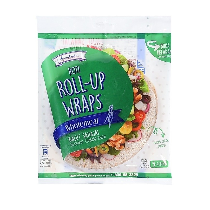GARDENIA Roll-Up Wrap (Wholemeal). Easy to make. per pack 5 pieces.