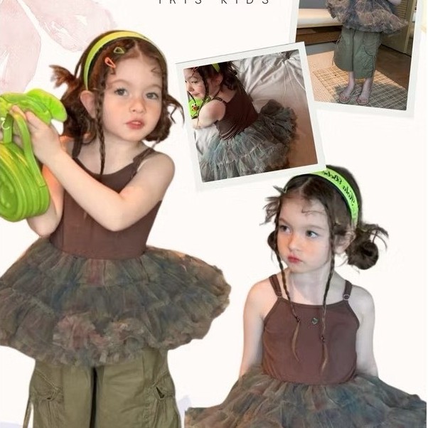 「สินค้าลิขสิทธิ์แท้」IRIS KIDS 26ss IKS260381 Fairy Style Kids shirt/pants ชุดเด็กผู้หญิง เสื้อสายเดี