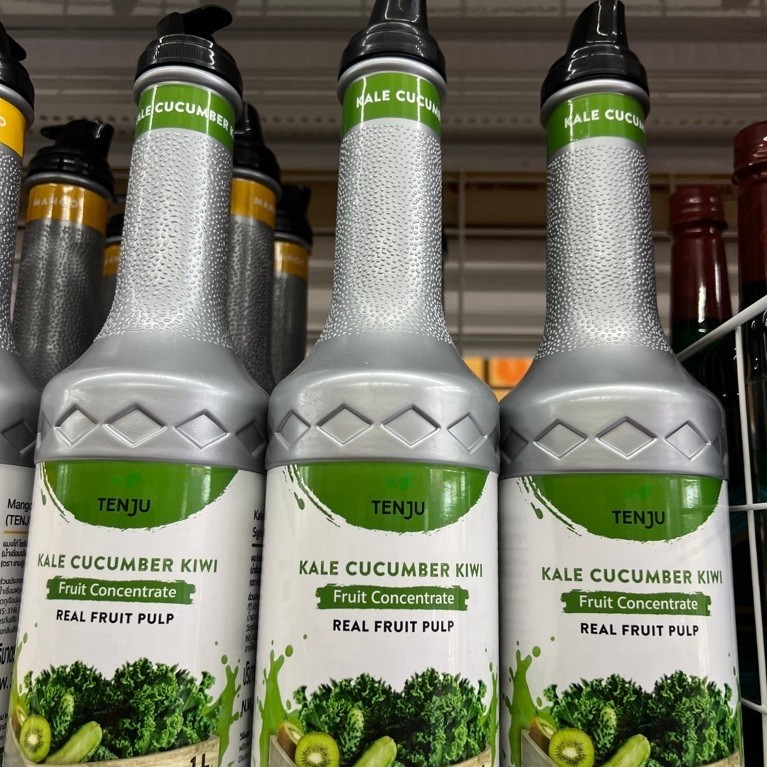 🥝 1L เทนจู น้ำผักเคลแตงกวากีวีเข้มข้น แต่งหน้าเครื่องดื่มและขนมหวาน Kale Cucumber Kiwi Fruit Concent