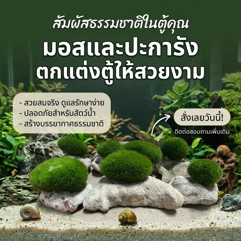 ปะการัง+มอส ของตกแต่งเพิ่มความสวยงามให้ตู้ปลา