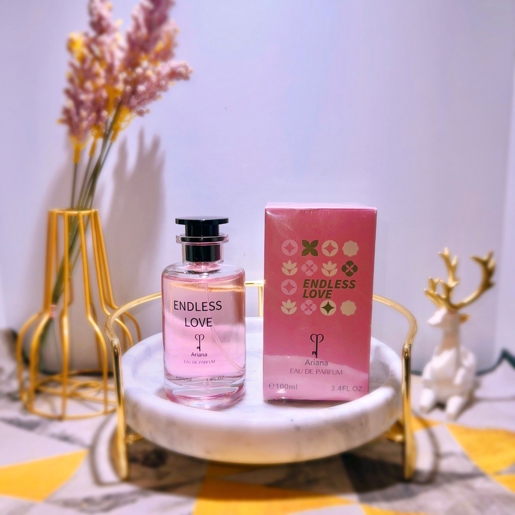น้ำหอมกลิ่นENDLESS LOVE arianaสีชมพู100ml. ส่งของทุกวัน ส่งไว